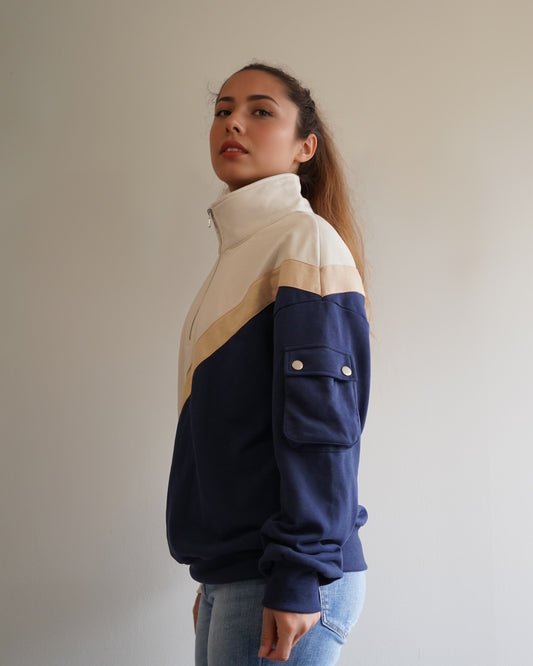 Block Funnel-Neck Half Zip