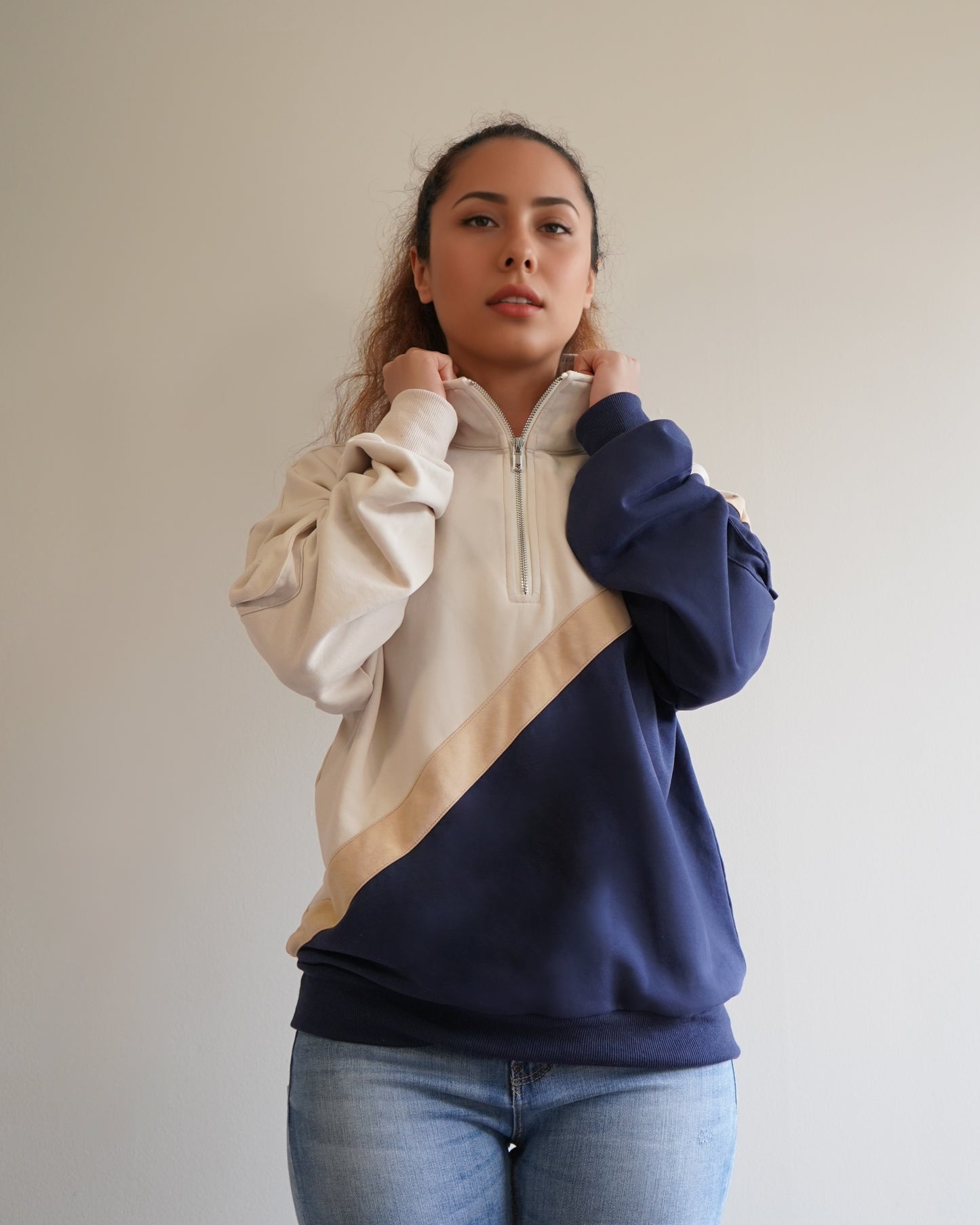 Block Funnel-Neck Half Zip